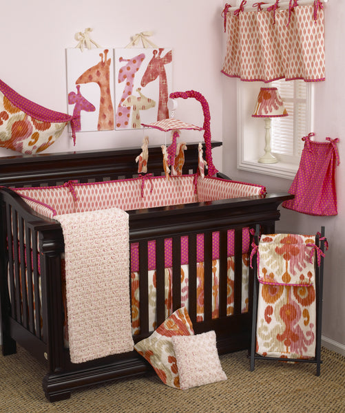 Pink and black top crib bedding