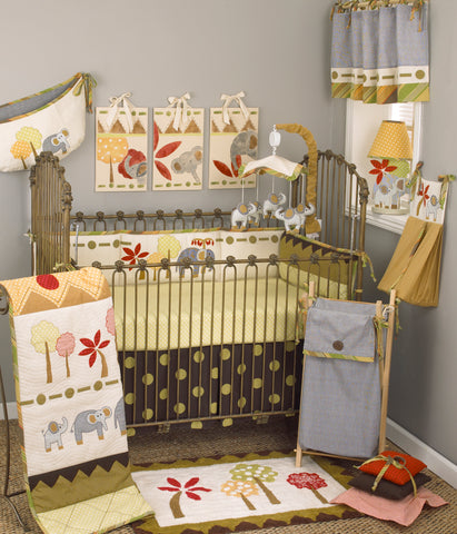 Elephant Brigade Crib Dust Ruffle Bed Skirt