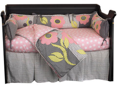 Poppy Pink Girl 4pc Crib Bedding Set