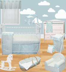 Sweet and Simple Aqua/Blue 3PC Crib Bedding Set