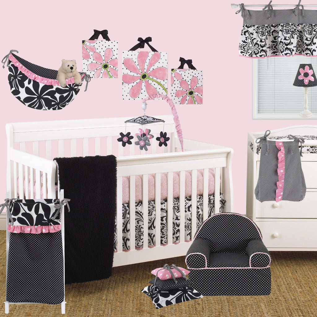 Girly Pink Floral 7PC Crib Bedding Set