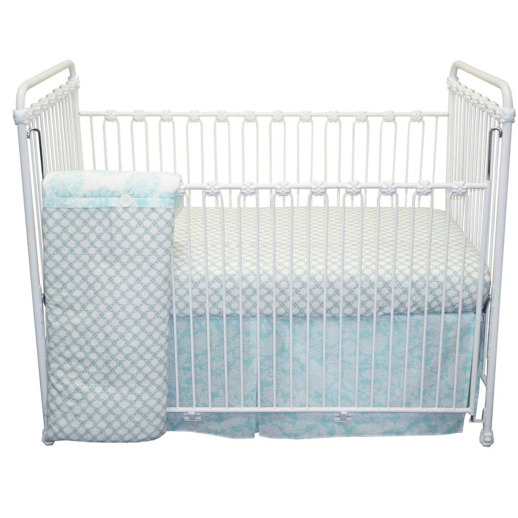 Sweet and Simple Aqua/Blue 3PC Crib Bedding Set