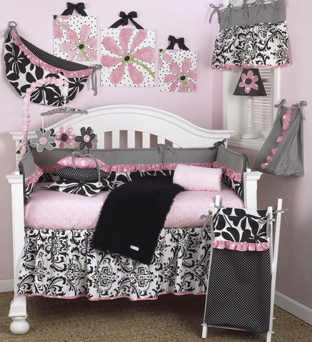 Girly Pink Floral 8PC Crib Bedding Set