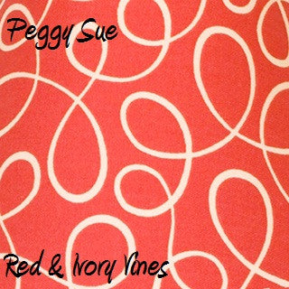 Peggy Sue Red Background w/ Ivory Vines Fabric - 3yds.