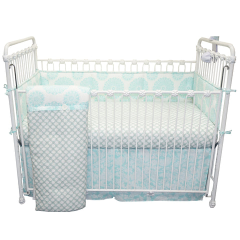 Sweet and Simple Aqua/Blue 4PC Crib Bedding Set